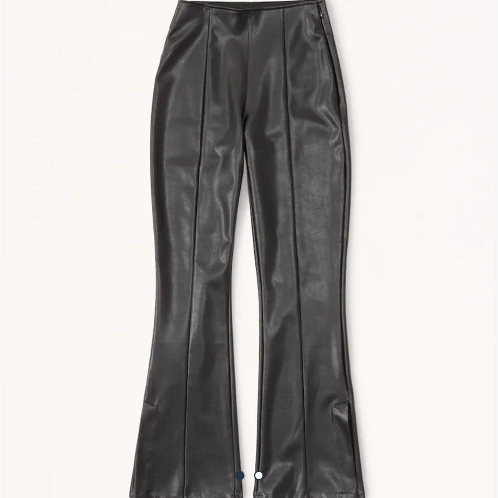 NWT Abercrombie & Fitch Curve Love Vegan Leather Split-Hem Flare Pant